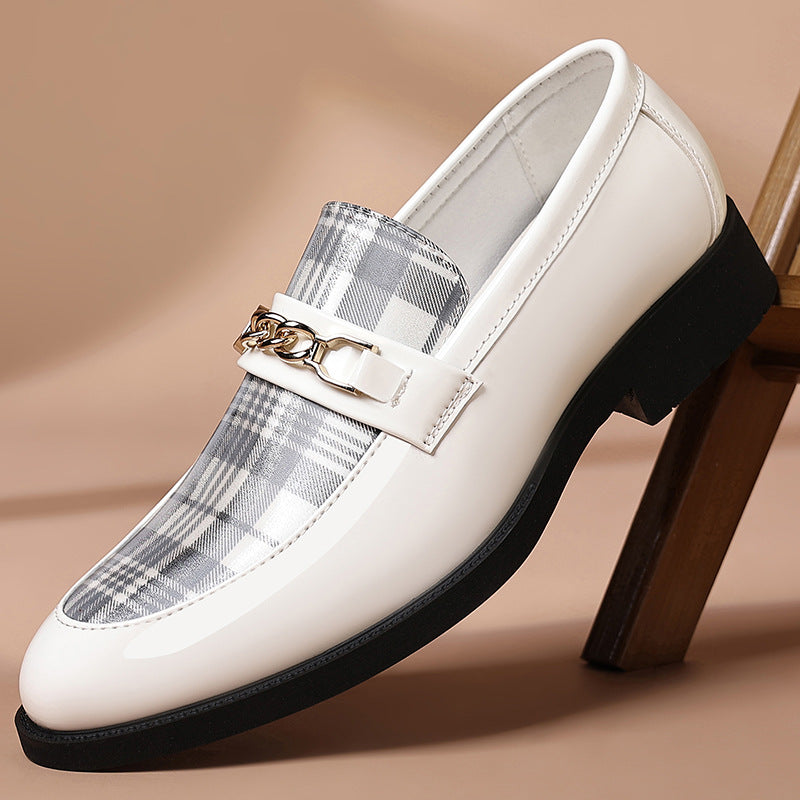 Leather upper shiny casual shoes