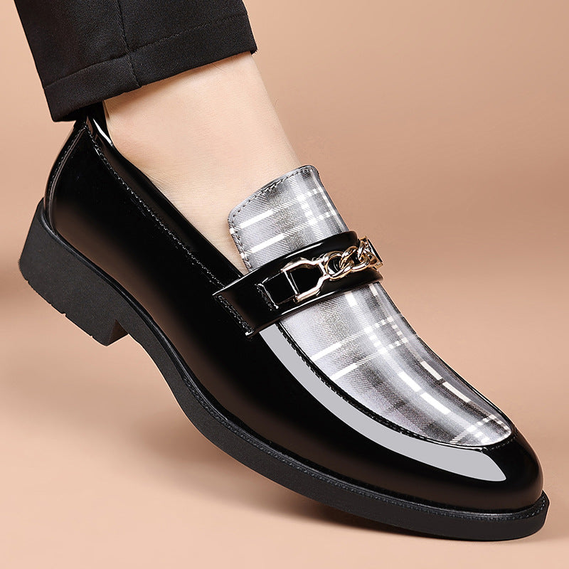 Leather upper shiny casual shoes