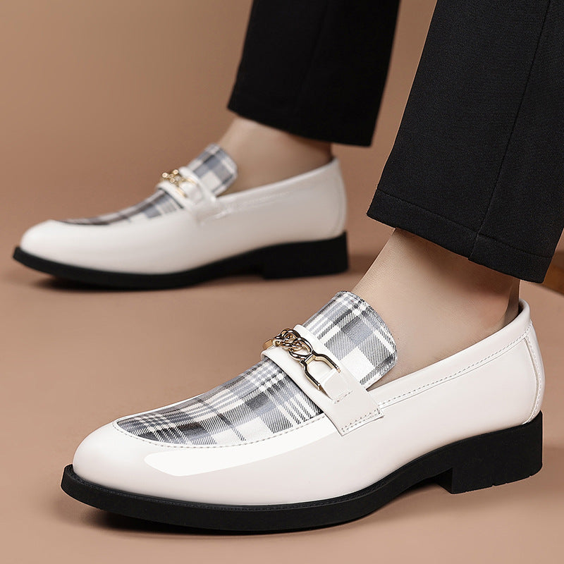 Leather upper shiny casual shoes