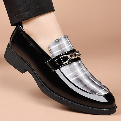 Leather upper shiny casual shoes