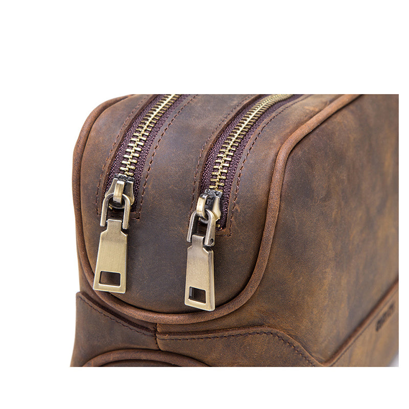 Leather vintage toiletry bag for men