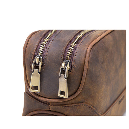 Leather vintage toiletry bag for men