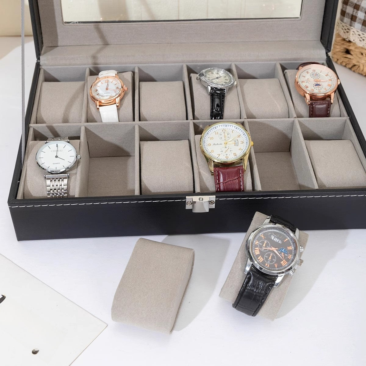 Leather watch box