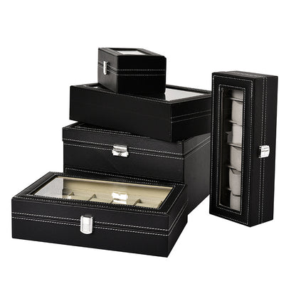 Leather Watch Display Storage Box with Transparent Window