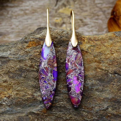 leaves Emperor stone pendant earrings