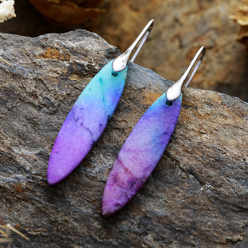 leaves Emperor stone pendant earrings