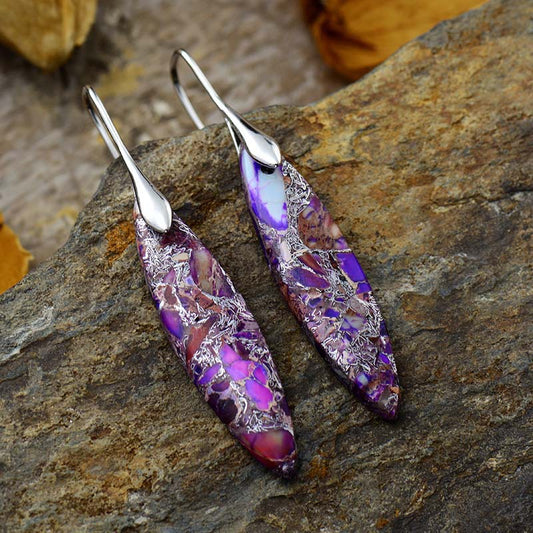 leaves Emperor stone pendant earrings
