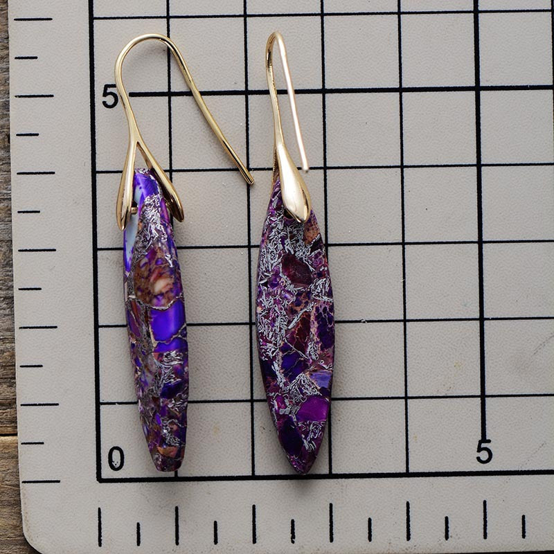 leaves Emperor stone pendant earrings