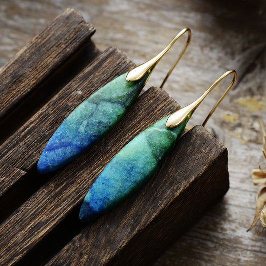 leaves Emperor stone pendant earrings