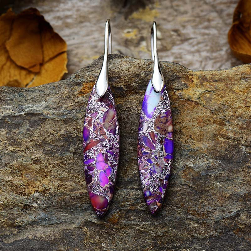 leaves Emperor stone pendant earrings