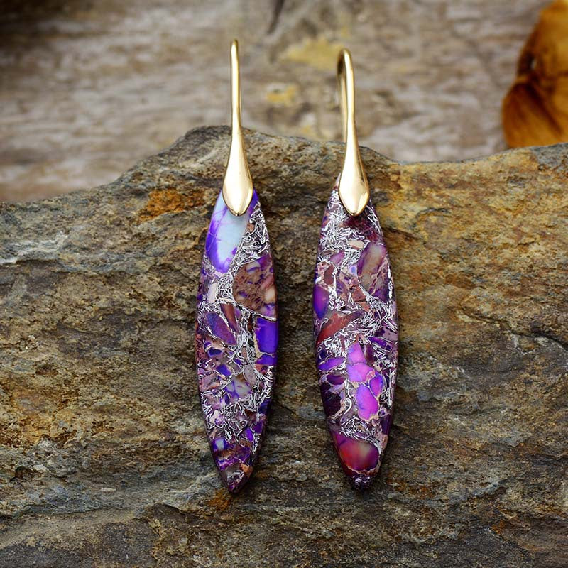 leaves Emperor stone pendant earrings
