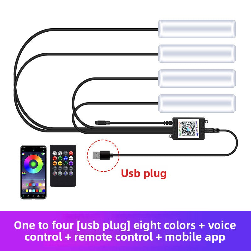 LED Car Ambient Light Fiber Optic Strips with App Control