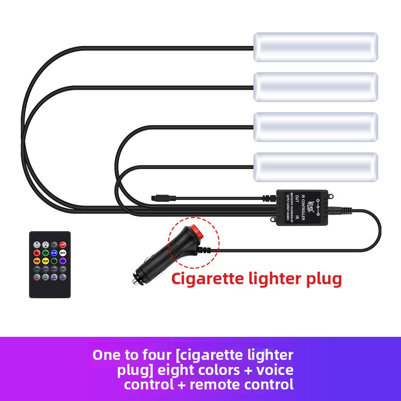 LED Car Ambient Light Fiber Optic Strips with App Control