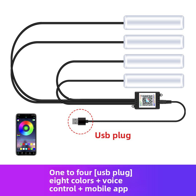 LED Car Ambient Light Fiber Optic Strips with App Control