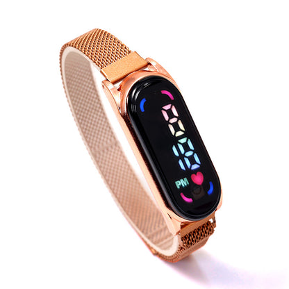 LED Electronic Watch with Color Lights and Magnetic Strap