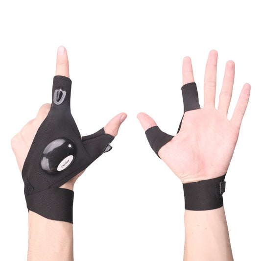 LED flashlight fishing gloves