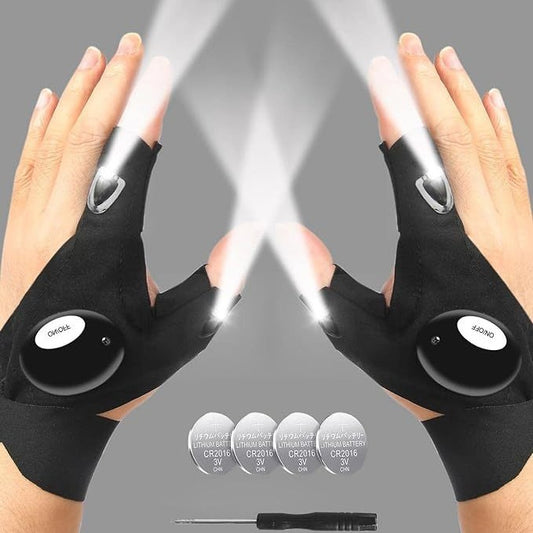 LED flashlight fishing gloves
