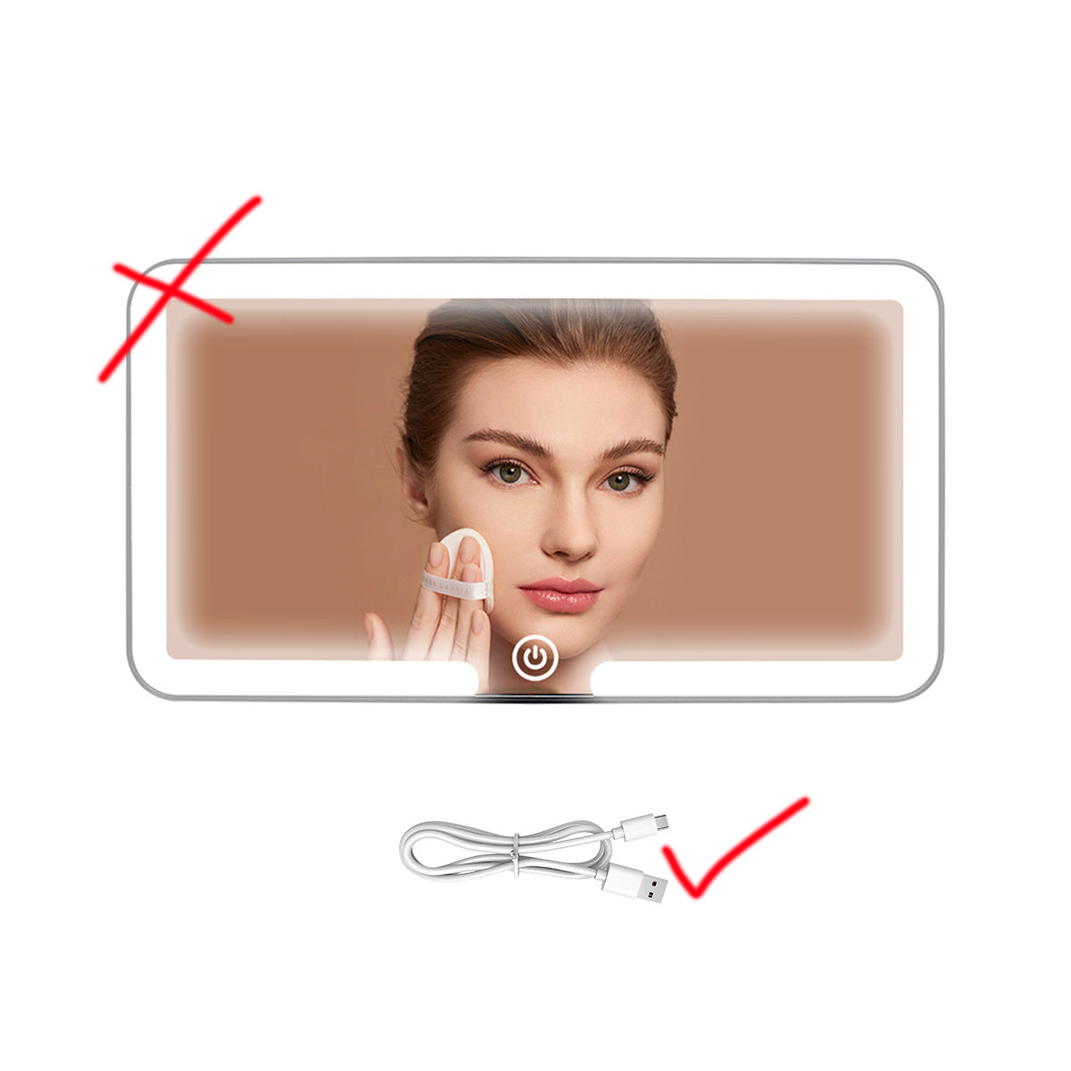 LED Illuminated Car Visor Makeup Mirror with Shatterproof Design