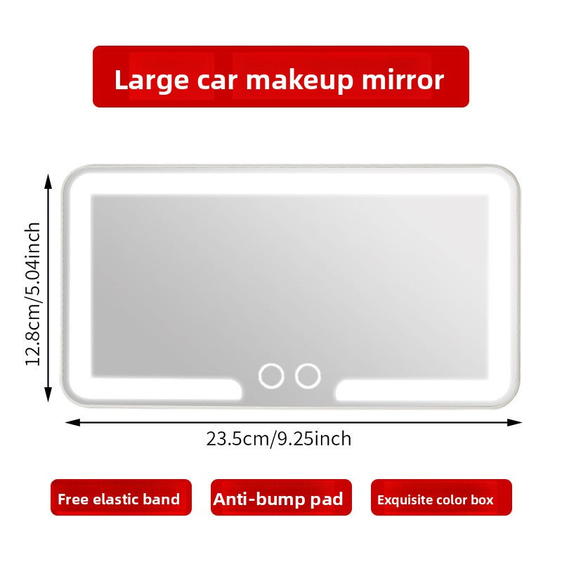 LED Illuminated Car Visor Makeup Mirror with Shatterproof Design