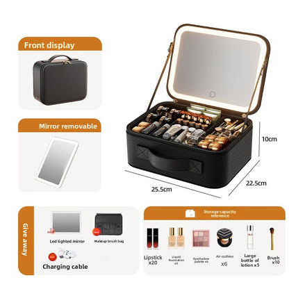 LED Illuminated Cosmetic Case with Detachable Mirror