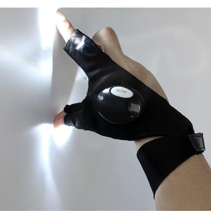 LED Illuminated Fishing Gloves with Finger Lights