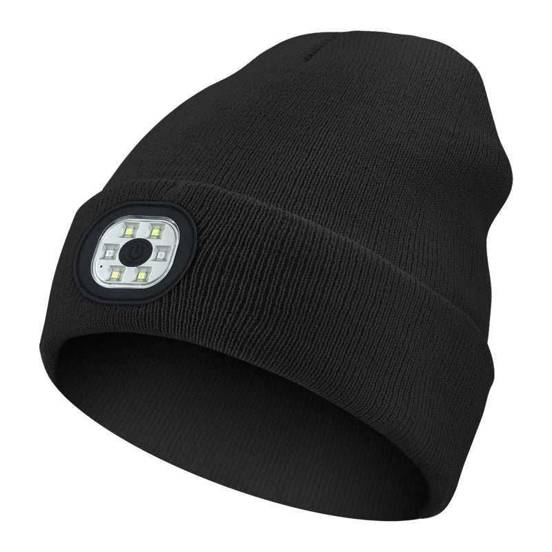 Led-illuminated knitted cap