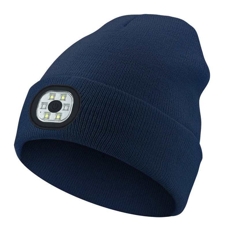 Led-illuminated knitted cap