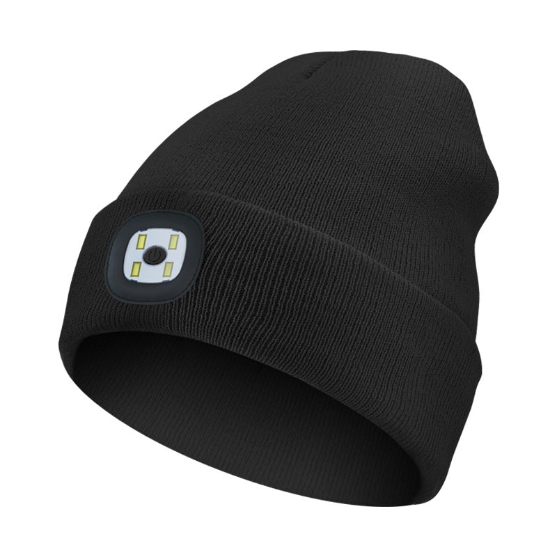 Led-illuminated knitted cap