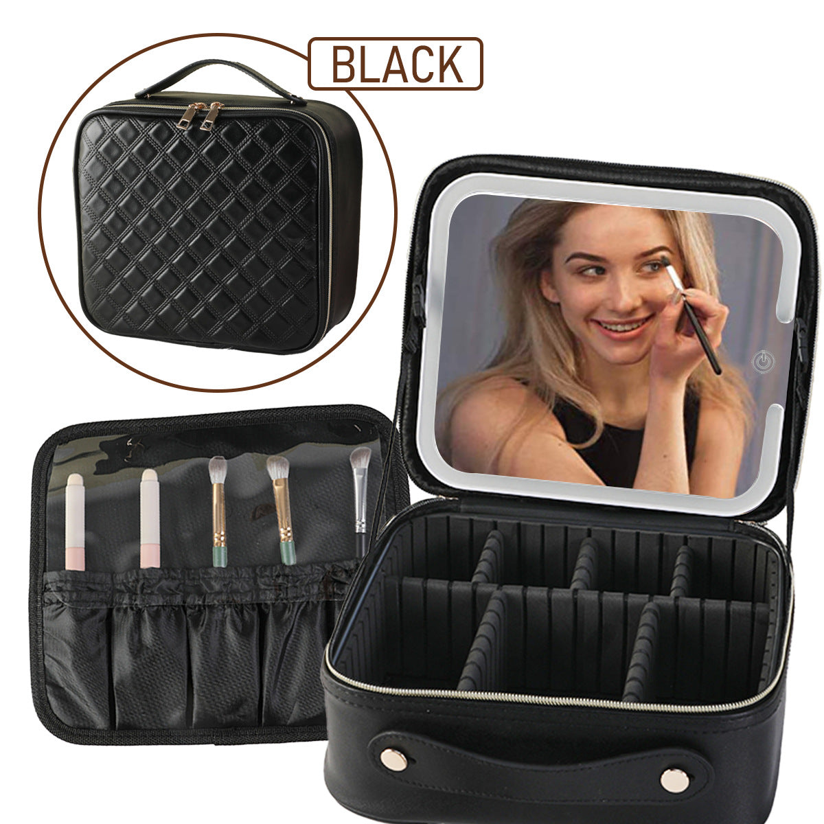 LED Illuminated Makeup Case with Mirror