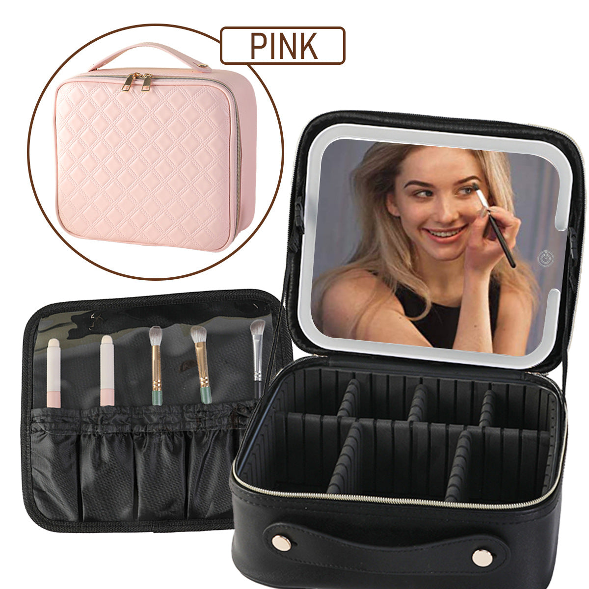 LED Illuminated Makeup Case with Mirror