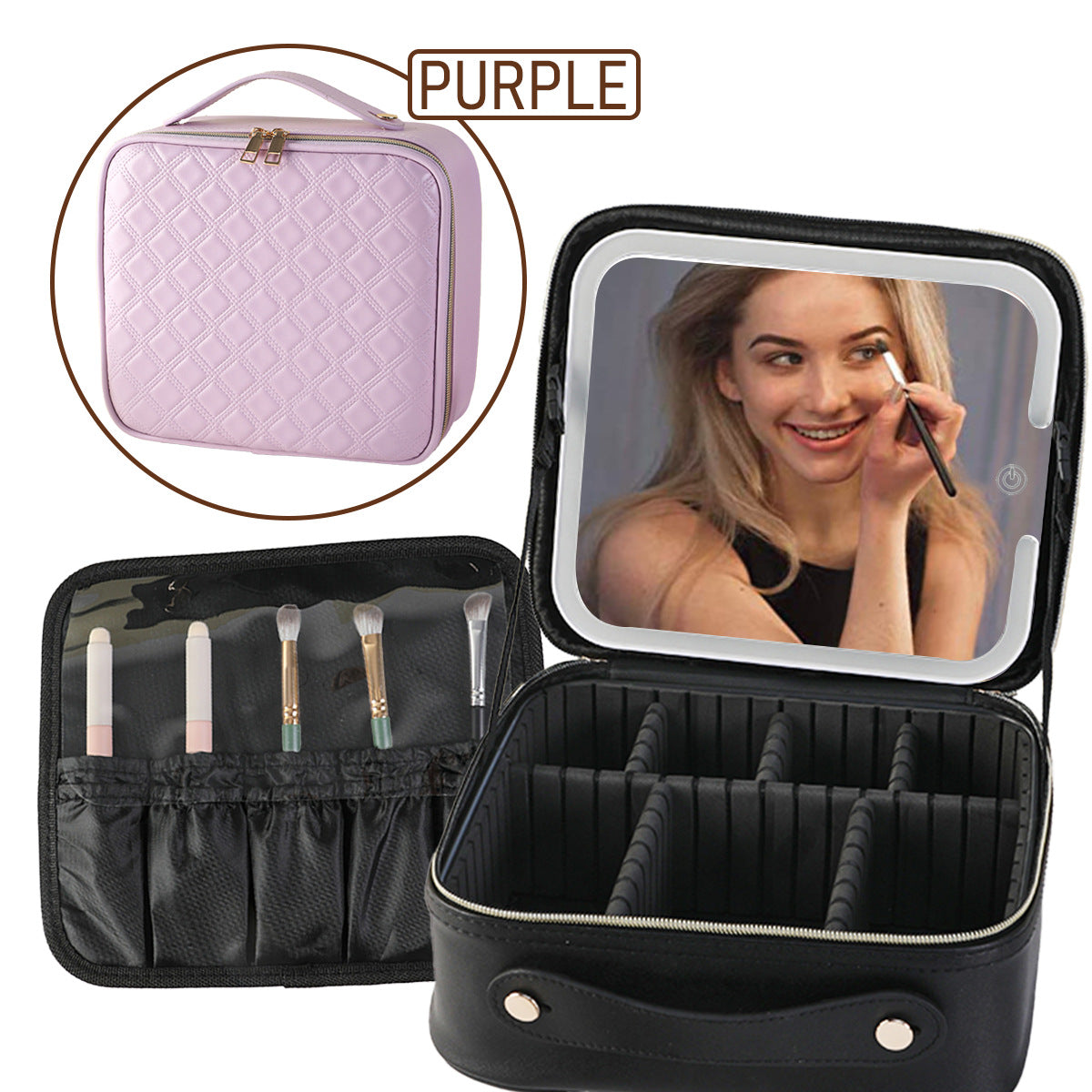 LED Illuminated Makeup Case with Mirror