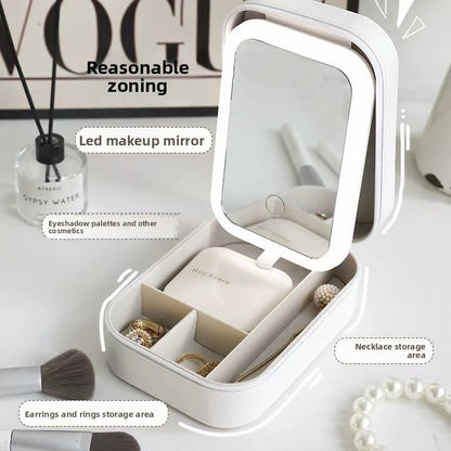 LED Light Cosmetic Bag with Mirror and Partitions