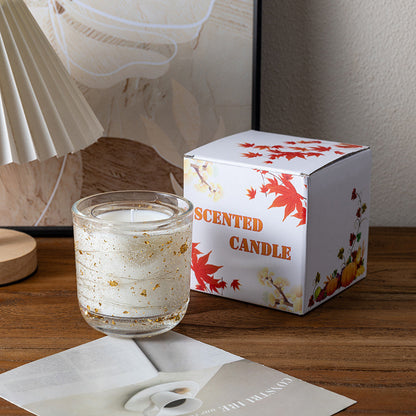LED light foil gold sequin scented candle
