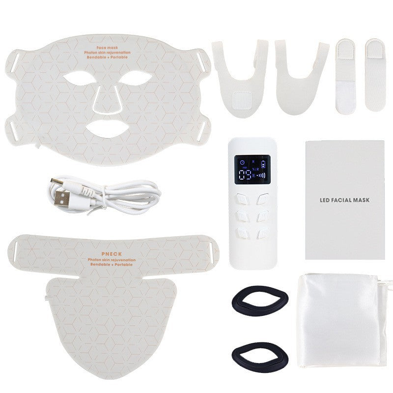 LED Light Therapy Facial Mask with Neck Attachment