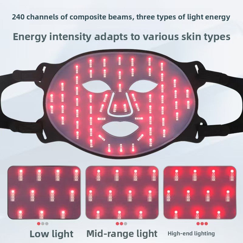 LED Light Therapy Facial Mask with Neck Attachment