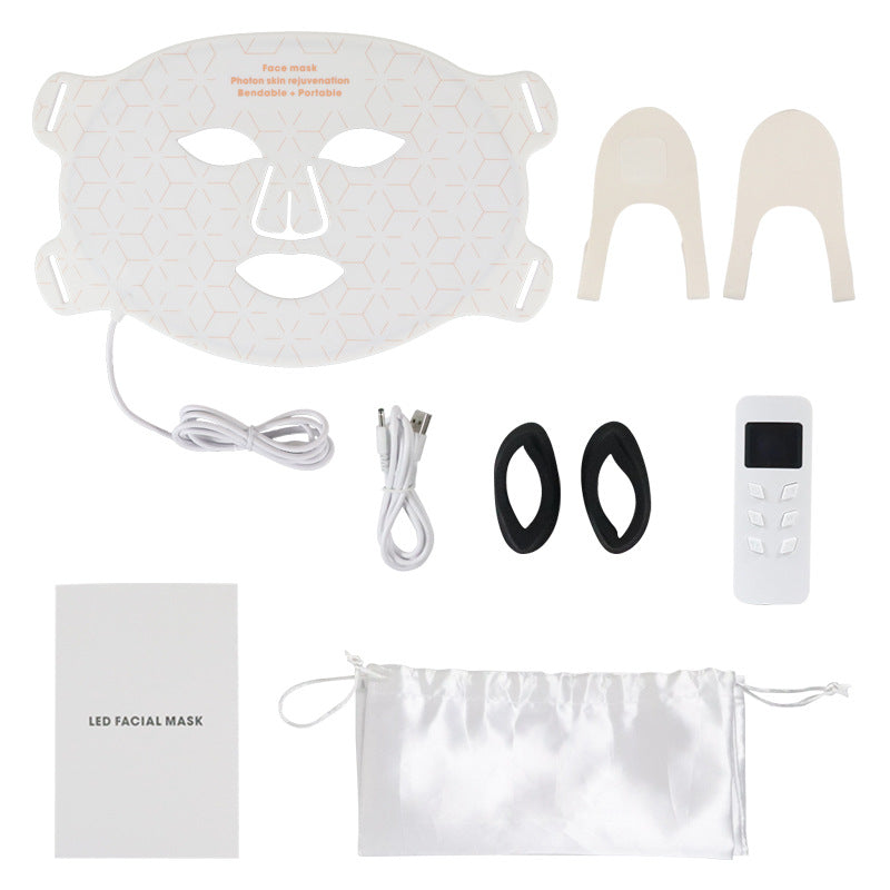 LED Light Therapy Facial Mask with Neck Attachment