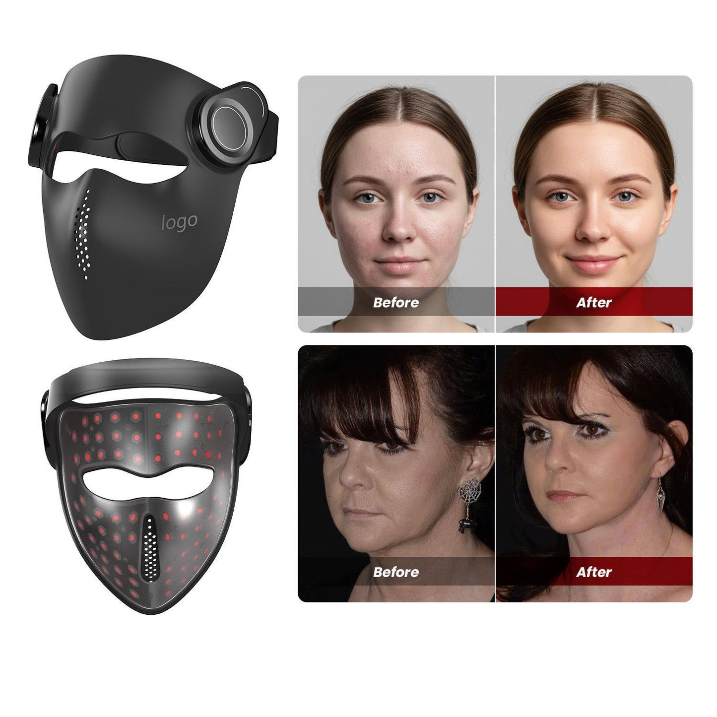 LED Light Therapy Facial Mask with Voice Remote