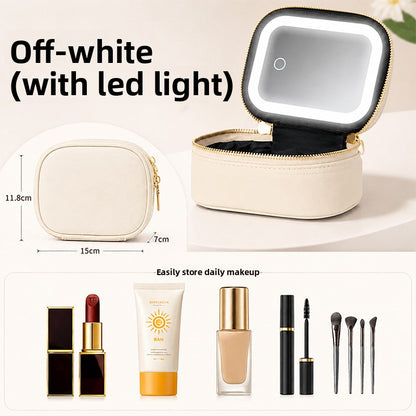 LED Light Travel Makeup Bag with Mirror