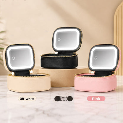 LED Light Travel Makeup Bag with Mirror