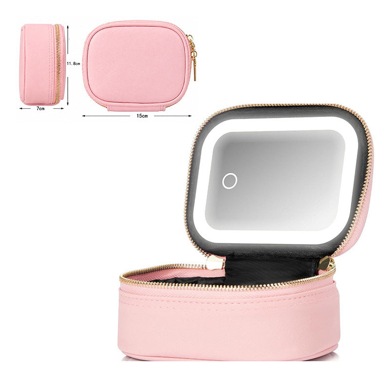 LED Light Travel Makeup Bag with Mirror