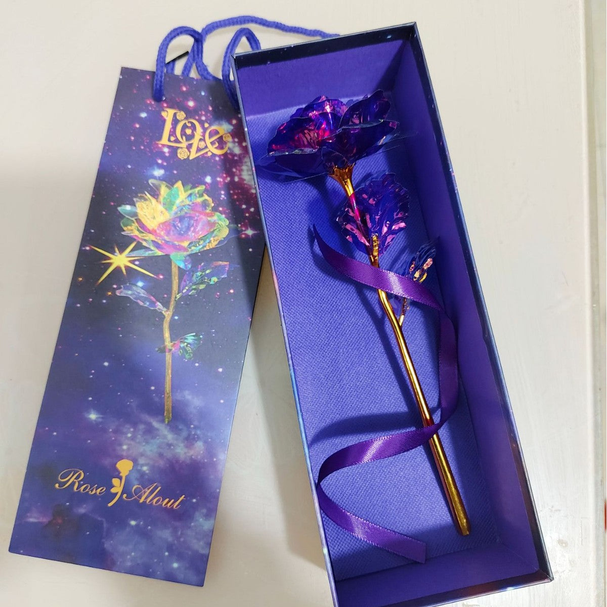 LED Light Up Gold Foil Rose Gift Set
