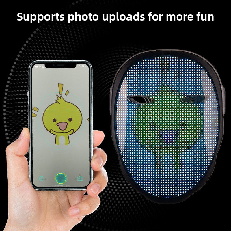 LED Light Up Mask for Halloween Party App Controlled Rechargeable