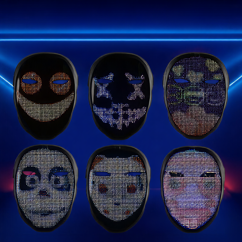 LED Light Up Mask for Halloween Party App Controlled Rechargeable