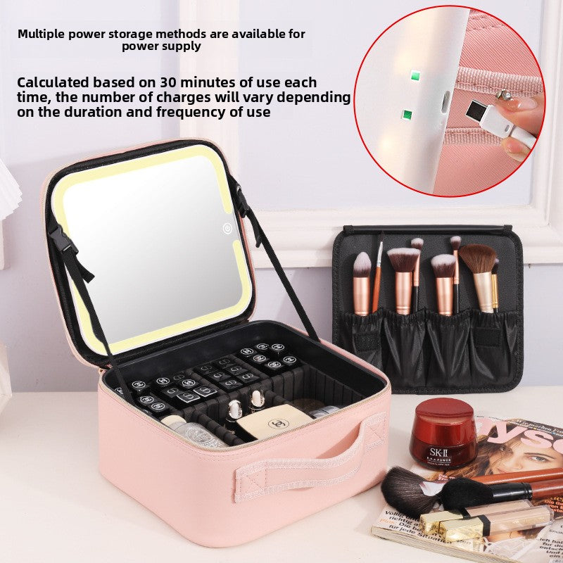 LED Lighted Makeup Bag with Mirror Portable Travel Organizer