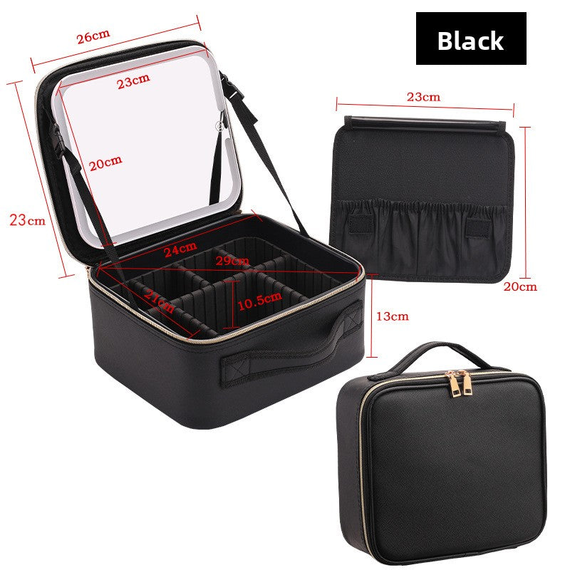 LED Lighted Makeup Bag with Mirror Portable Travel Organizer