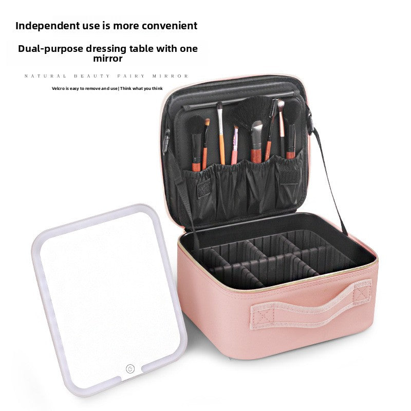 LED Lighted Makeup Bag with Mirror Portable Travel Organizer