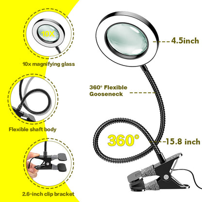 LED Magnifying Lamp with Adjustable Light