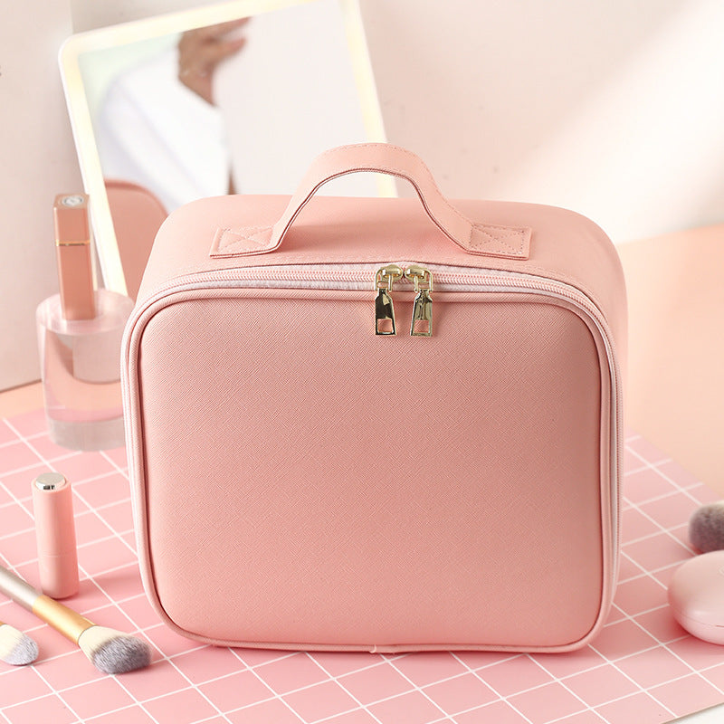 LED Makeup Bag with Mirror Large Capacity Travel Cosmetic Organizer