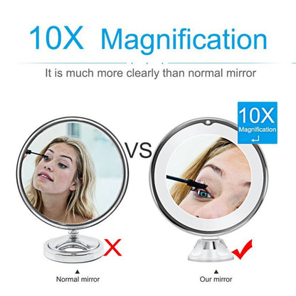 LED makeup mirror with fill light 10X magnification three-color upgrade USB plug-in touch switch
