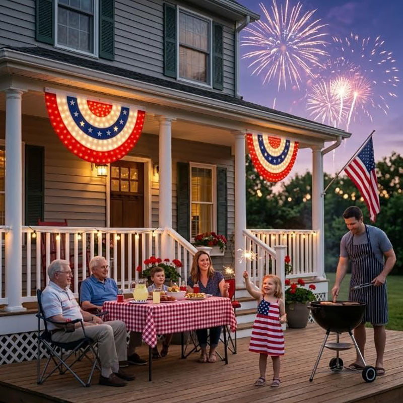 LED Patriotic Half Circle Flag for Outdoor Decoration